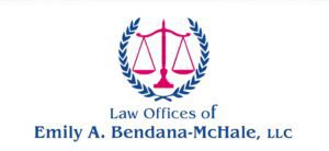 Law office logo with scales of justice.