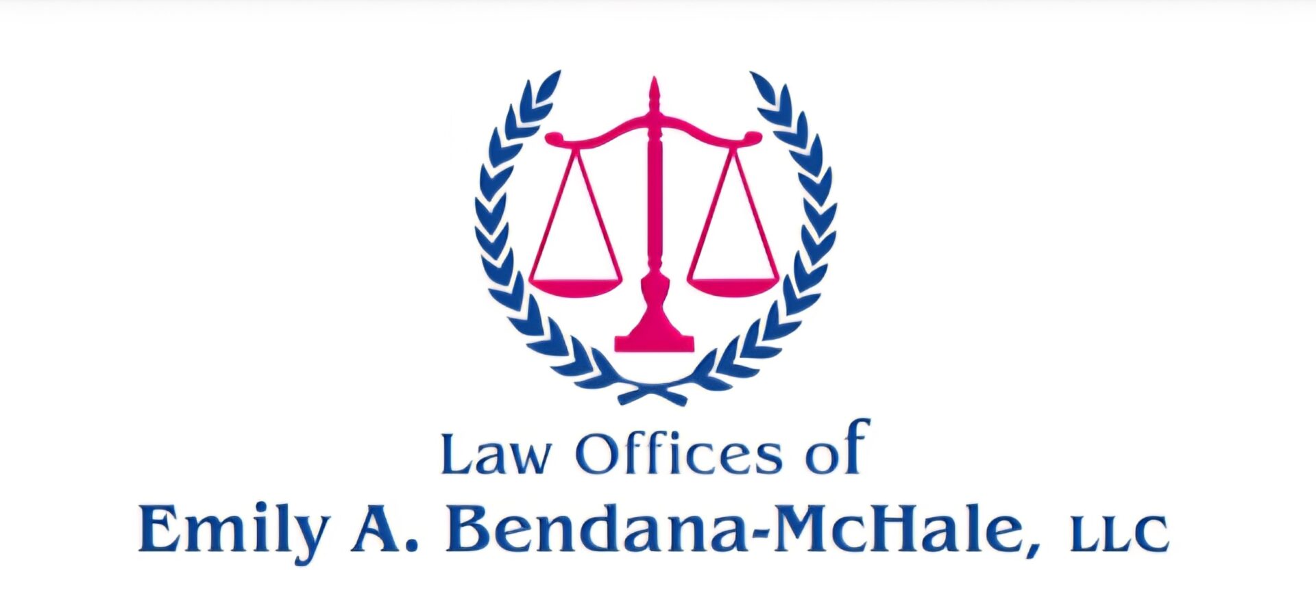Law office logo with scales of justice.